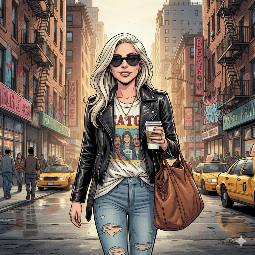 Illustration of Lady Gaga, the renowned pop star and actress