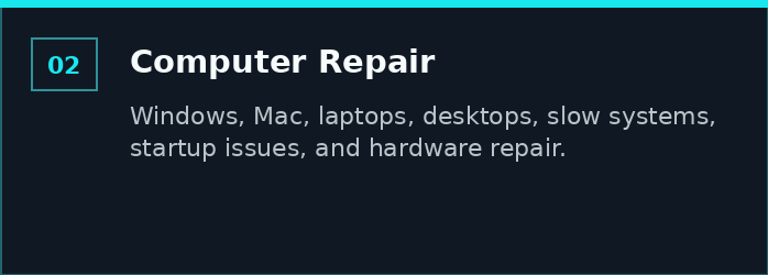Computer repair service for laptops, desktops, Windows, and Mac computers