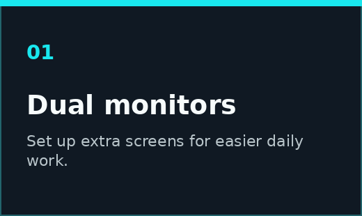 Dual monitor setup for work from home computer stations