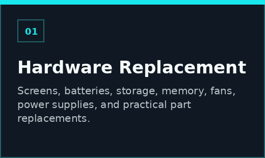 Hardware replacement service for laptop and desktop computer parts