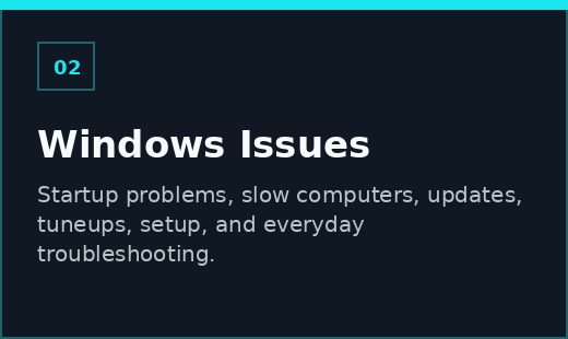 Windows troubleshooting for slow computers, startup problems, updates, and tuneups