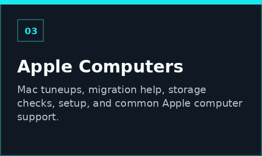 Apple computer support for Mac tuneups, migration, setup, and troubleshooting