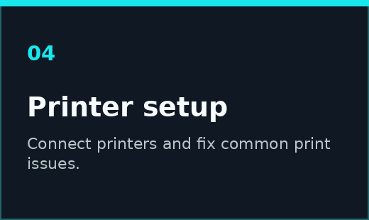 Printer setup and troubleshooting for home office computers