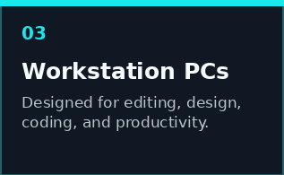 Custom workstation PC build for productivity, creative work, and business use