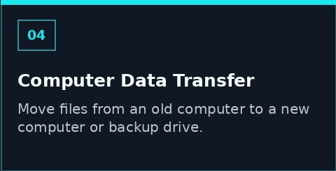Computer data transfer from an old computer to a new computer or backup drive