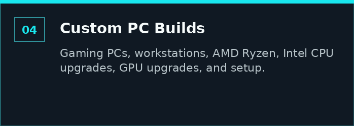 Custom PC build service for gaming computers and workstation PCs