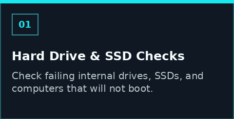 Hard drive and SSD checks for failing drives and computers that will not boot