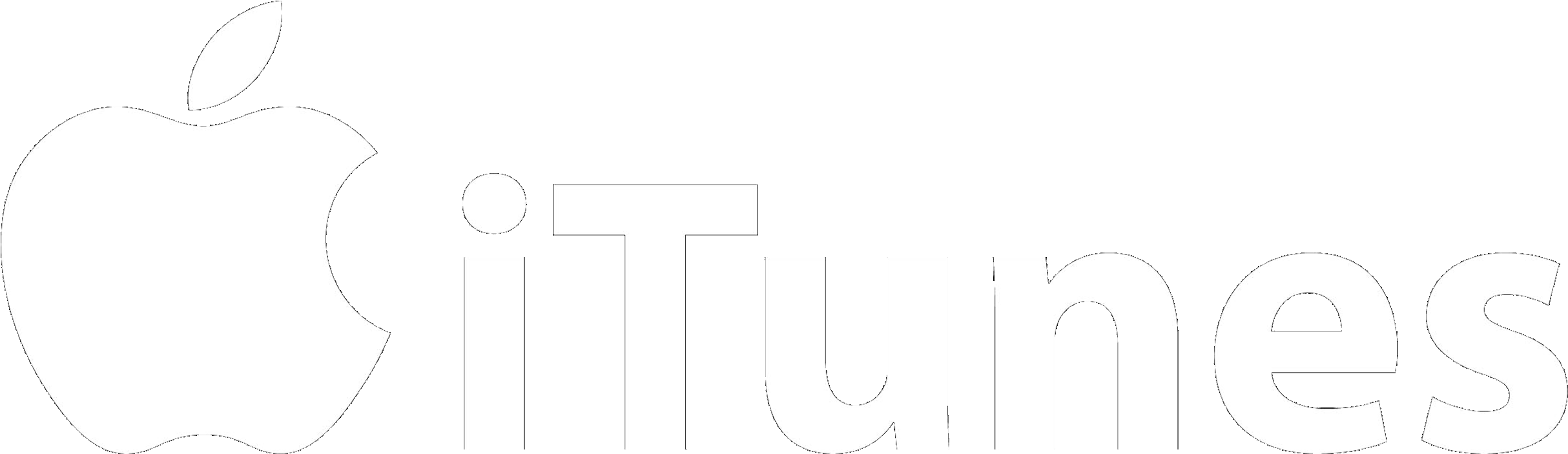 Apple logo followed by the word 'iTunes' in white text on a black background.