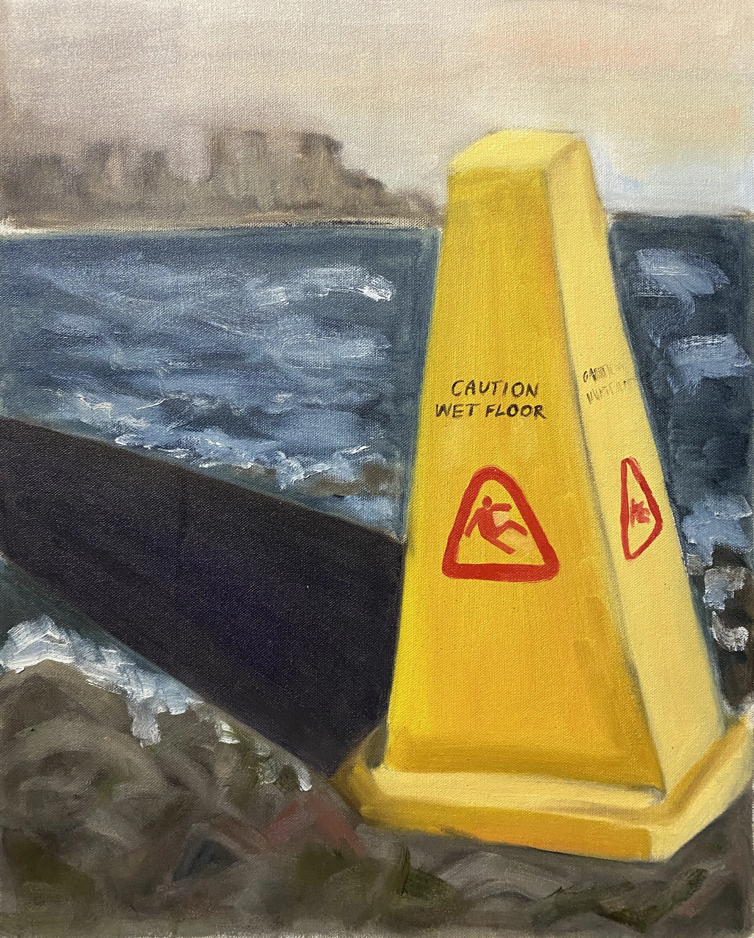 "Behind The Safety Line", 2023. Oil on canvas, 50cm x 40cm x 3.5cm.