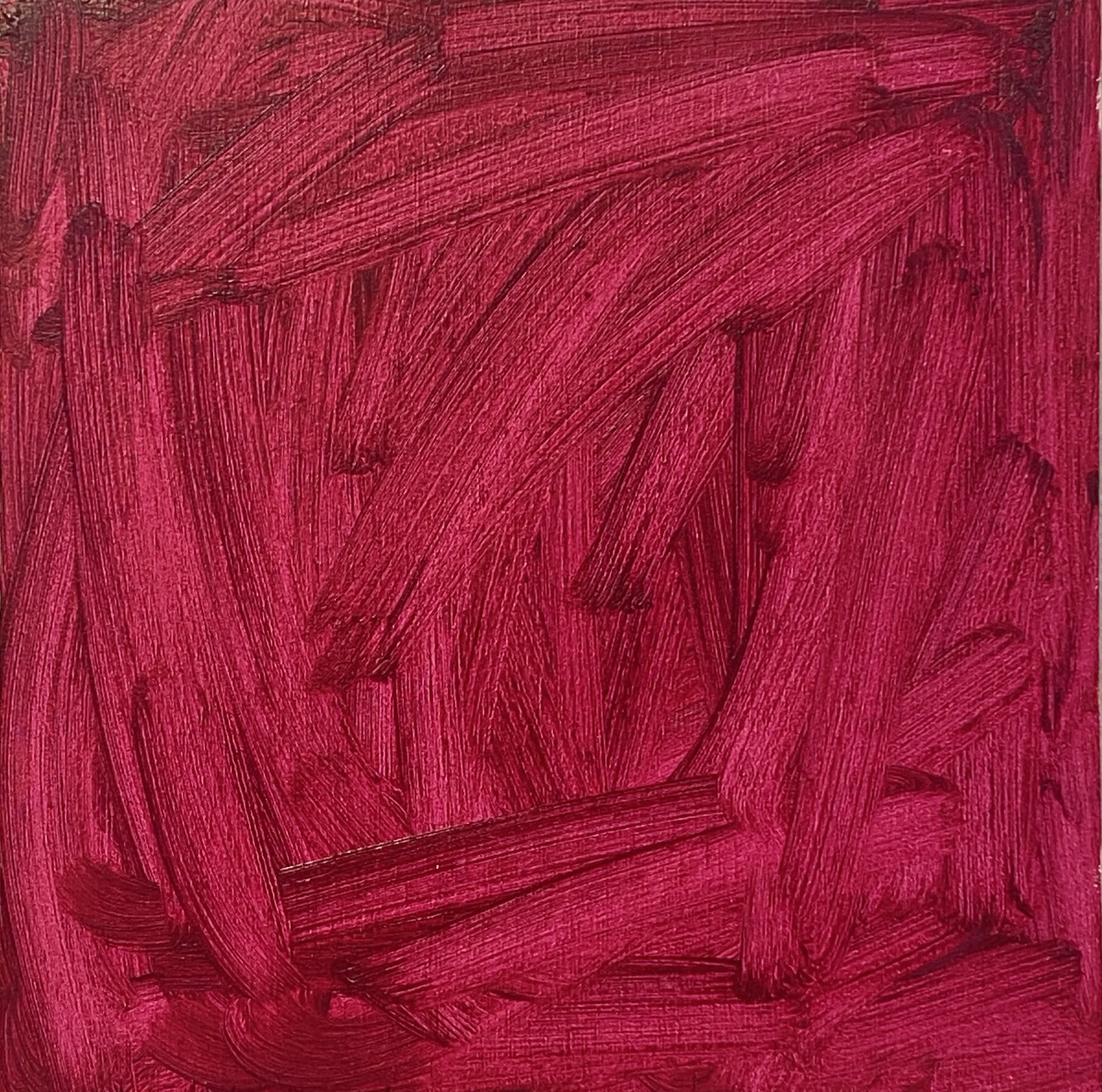 "Undone", 2024. Oil paint on wooden block, 15cm x 15cm x 2.5cm.