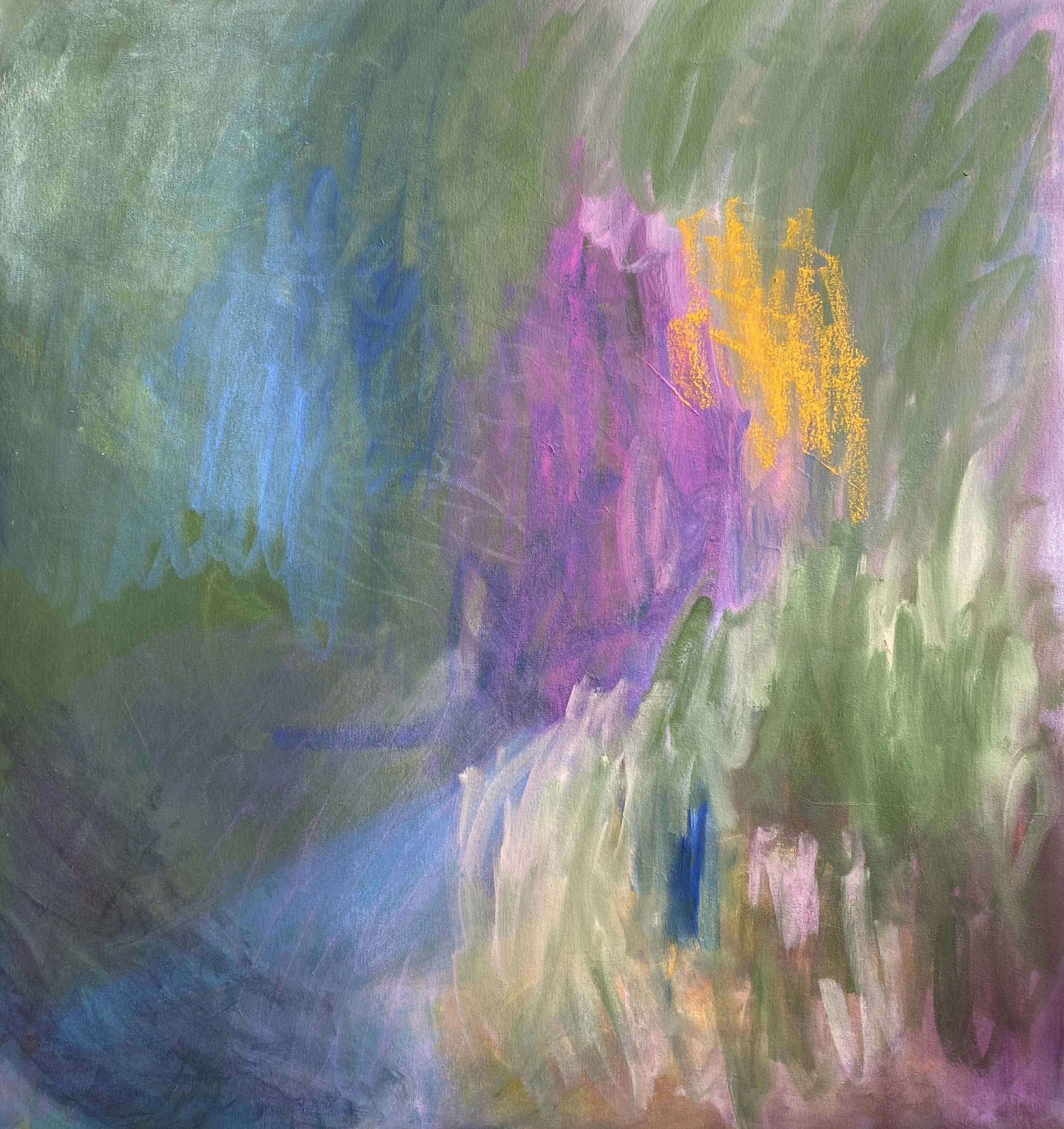 "Wild Whispers In The Grass", 2025. Mixed medium on canvas, 87cm x 82cm x 3.5cm.