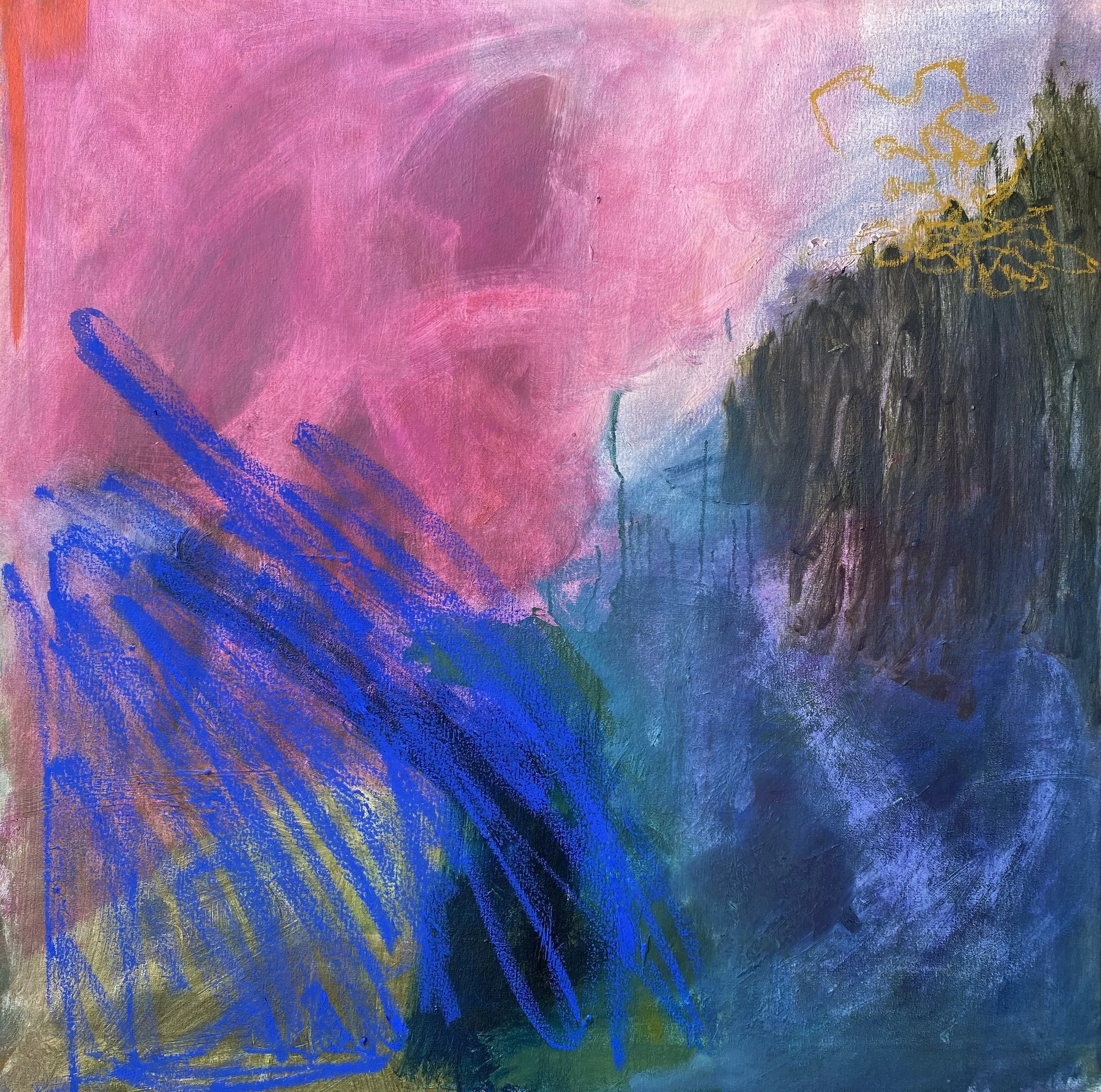 "Atmospheric Certainty", 2025. Mixed medium on canvas, 82cm x 82cm x 3.5cm.