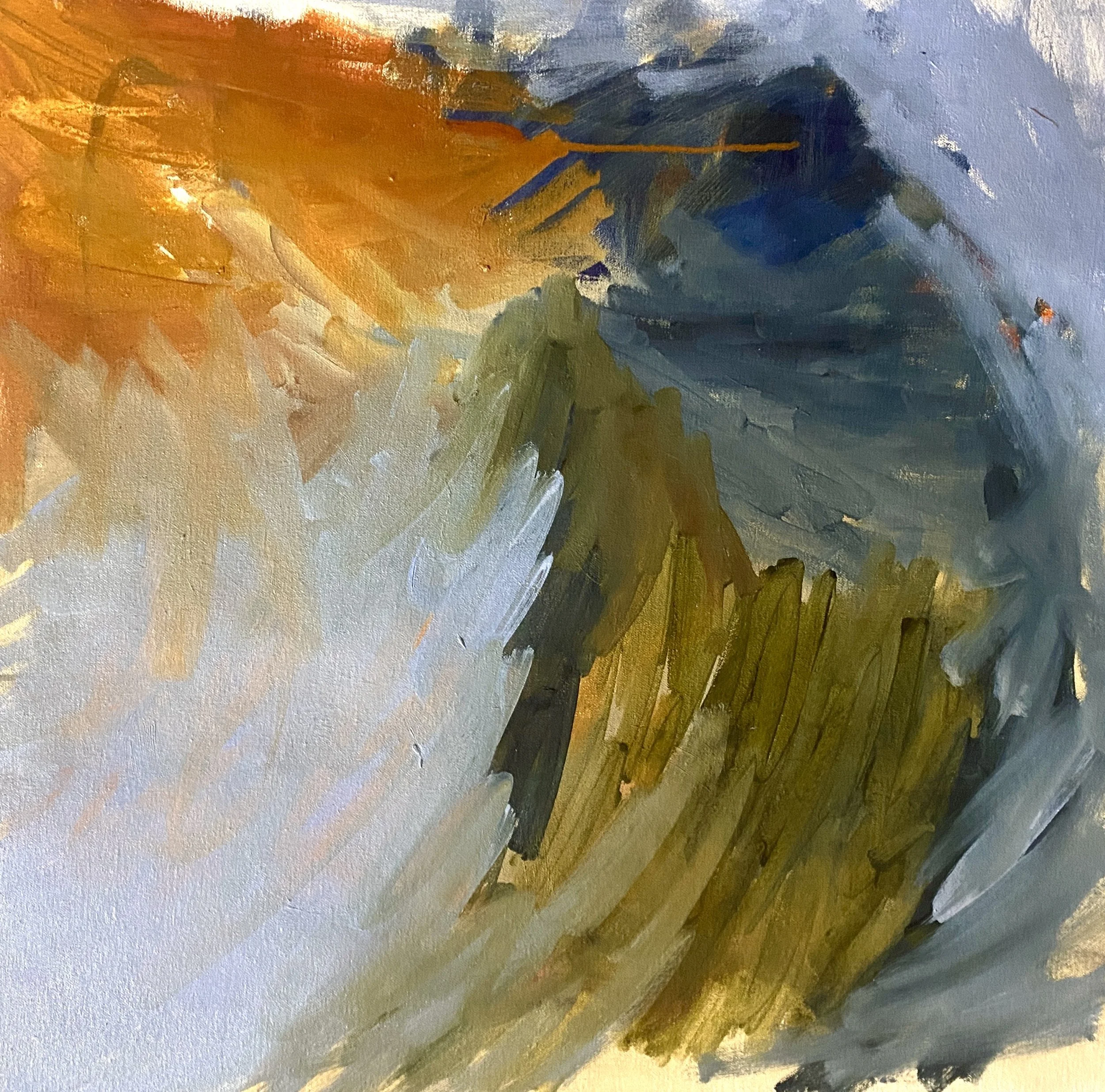 "Unravelling Of Dusk Dreams", 2024. Mixed medium on canvas, 55cm x 55cm x 3.5cm.