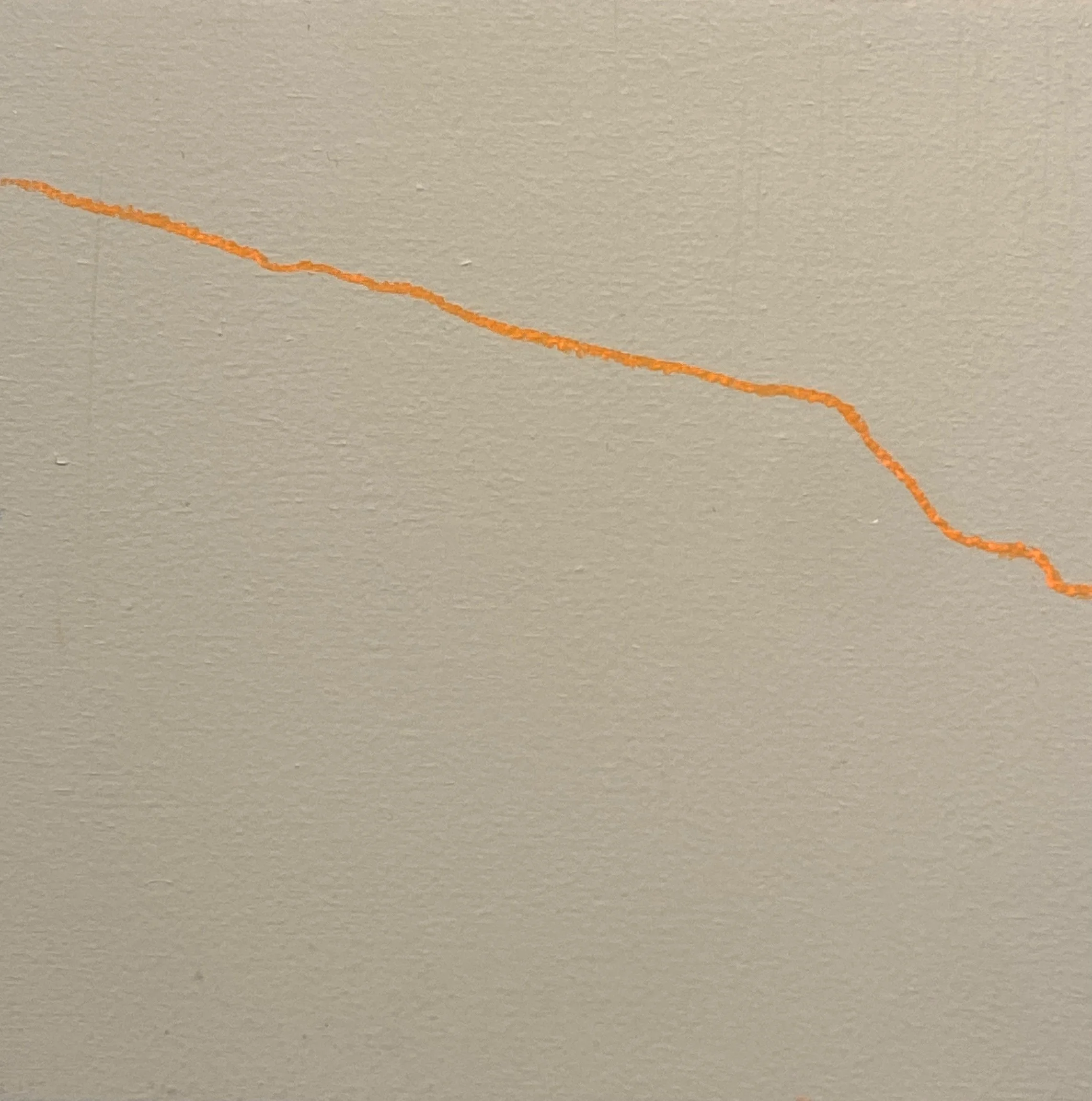"Outside The Line", 2024. Acrylic paint and wax crayon on wooden block, 15cm x 15cm x 2.5cm.