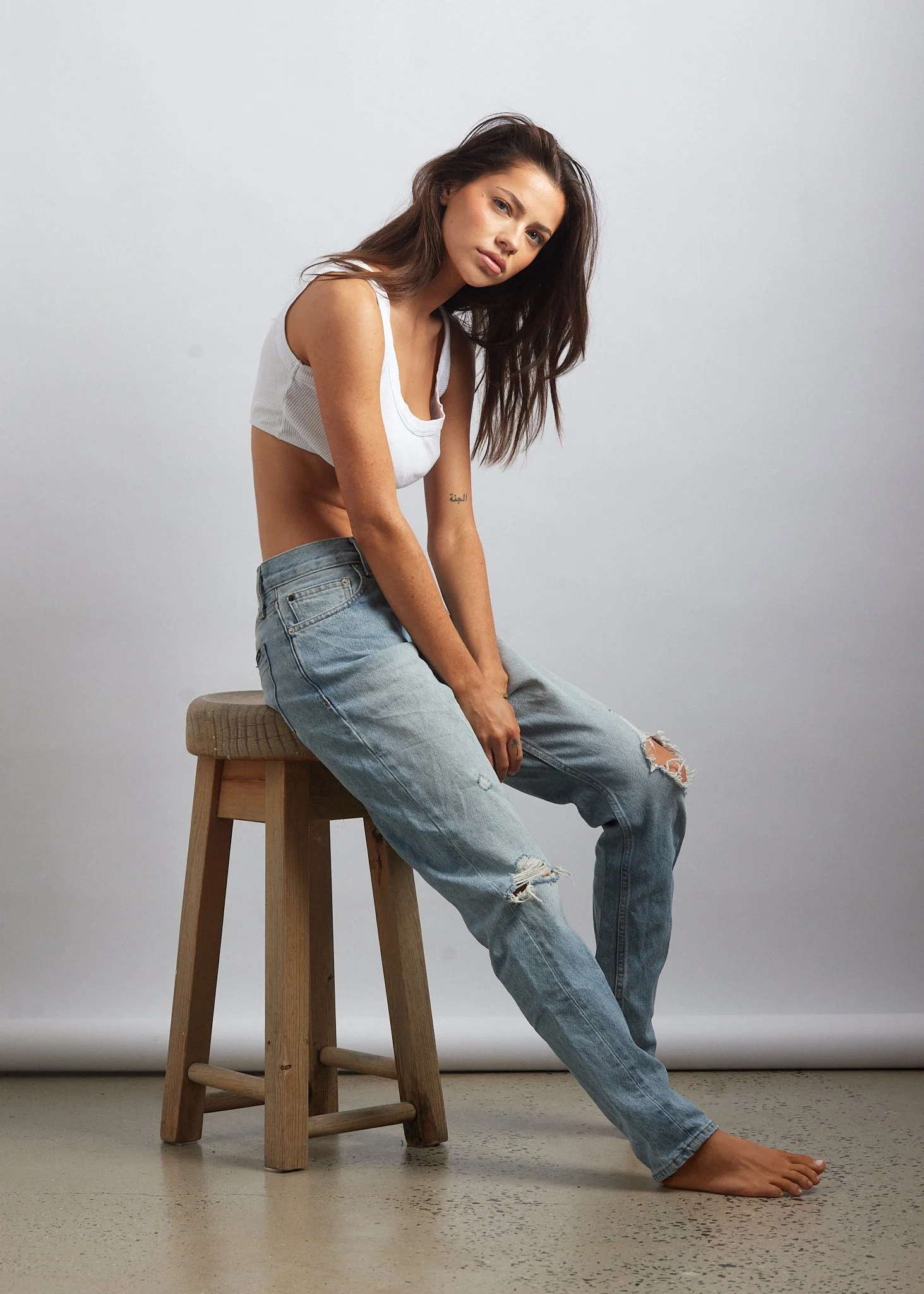 Studio fashion portrait for a model portfolio photographed in Byron Bay.