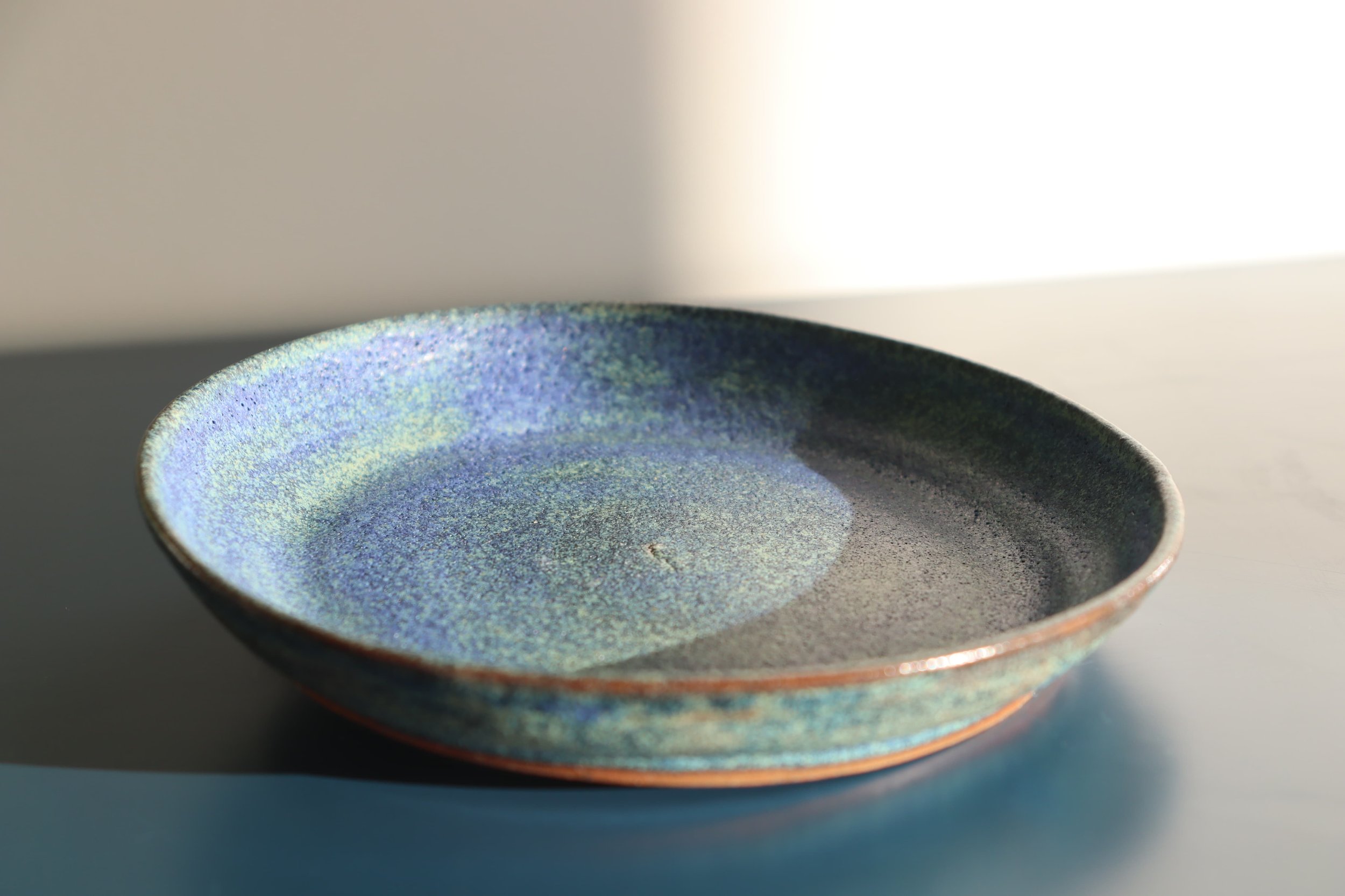 Blue Stone Textured Glazed Dessert Plate