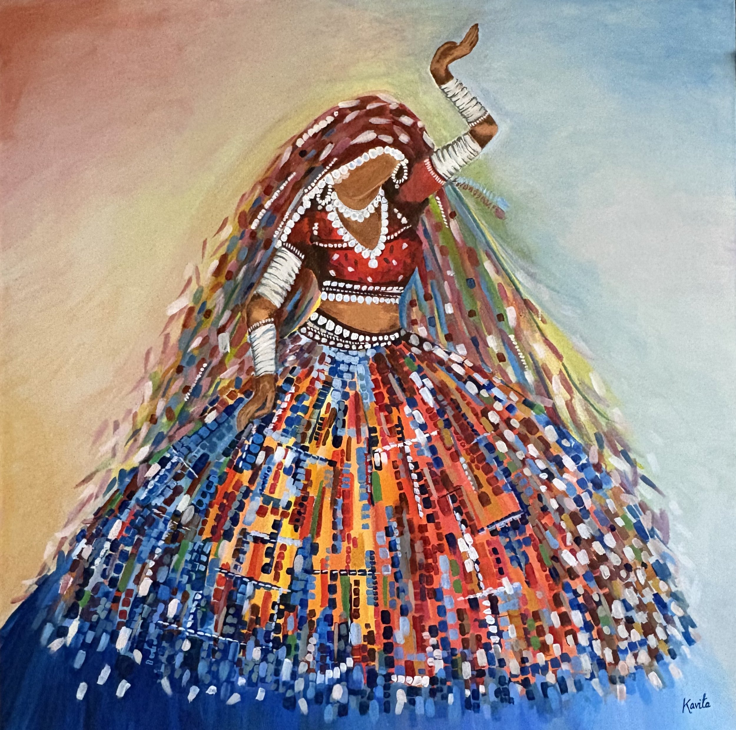 Colorful, figurative painting by Kavita Patil Doddamane.