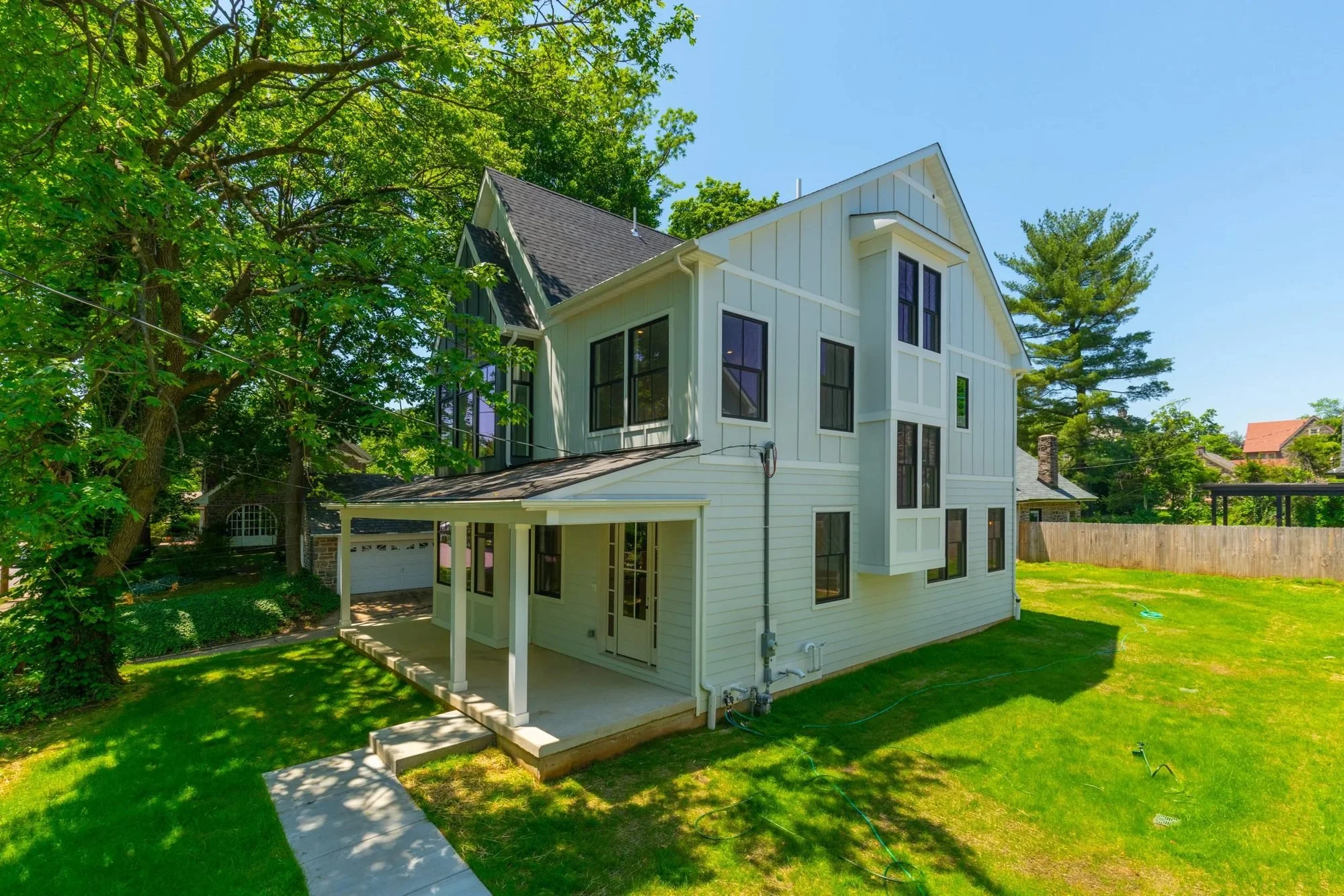 Chestnut Hill custom home exterior with covered porch