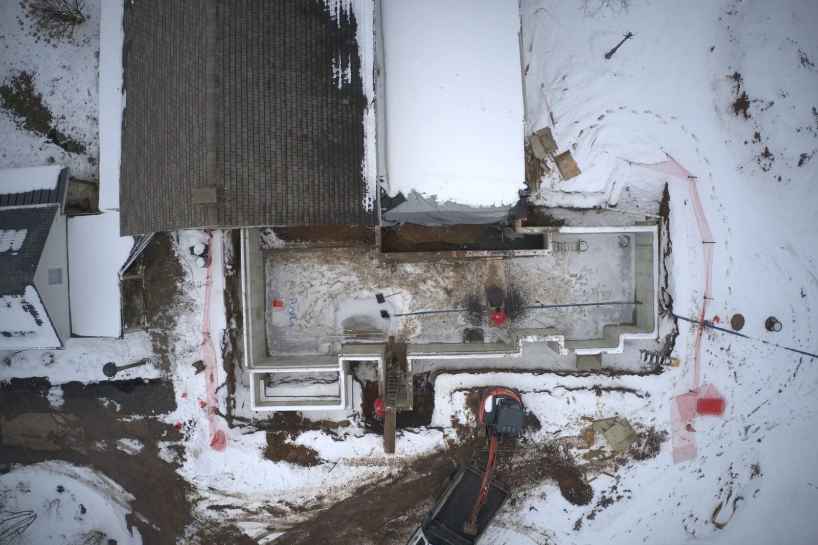 Completed foundation for a farmhouse addition in Upper Bucks County
