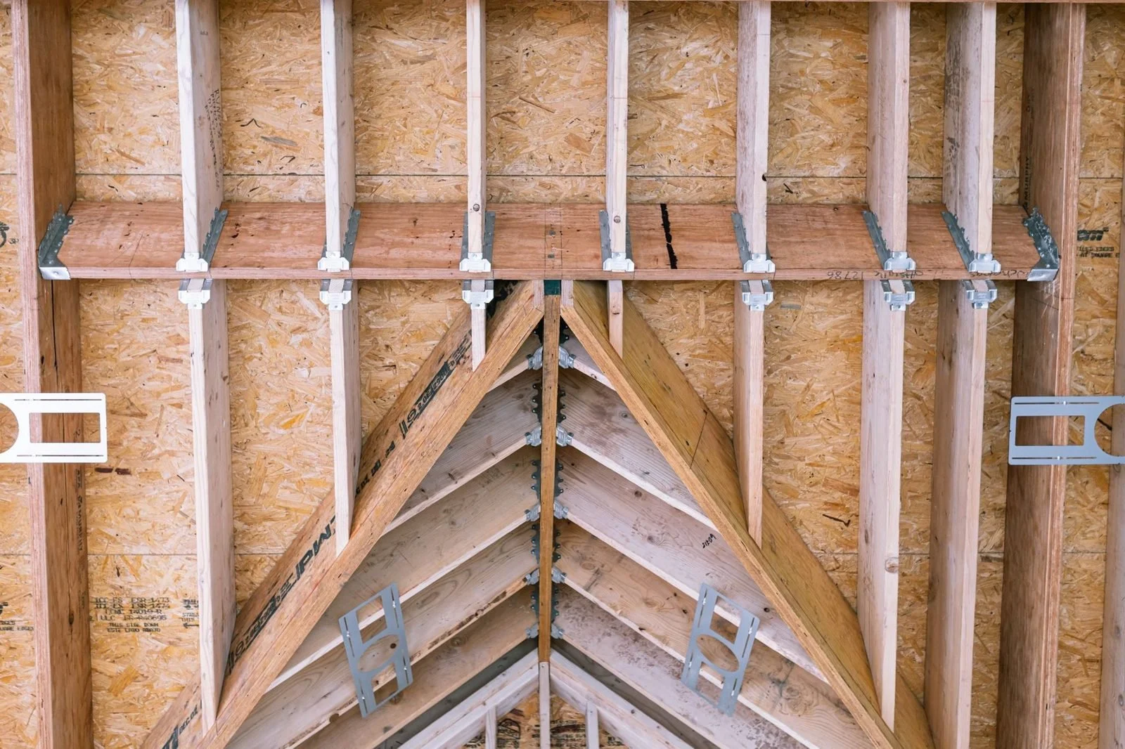 Vaulted roof framing inside a Bucks County farmhouse addition