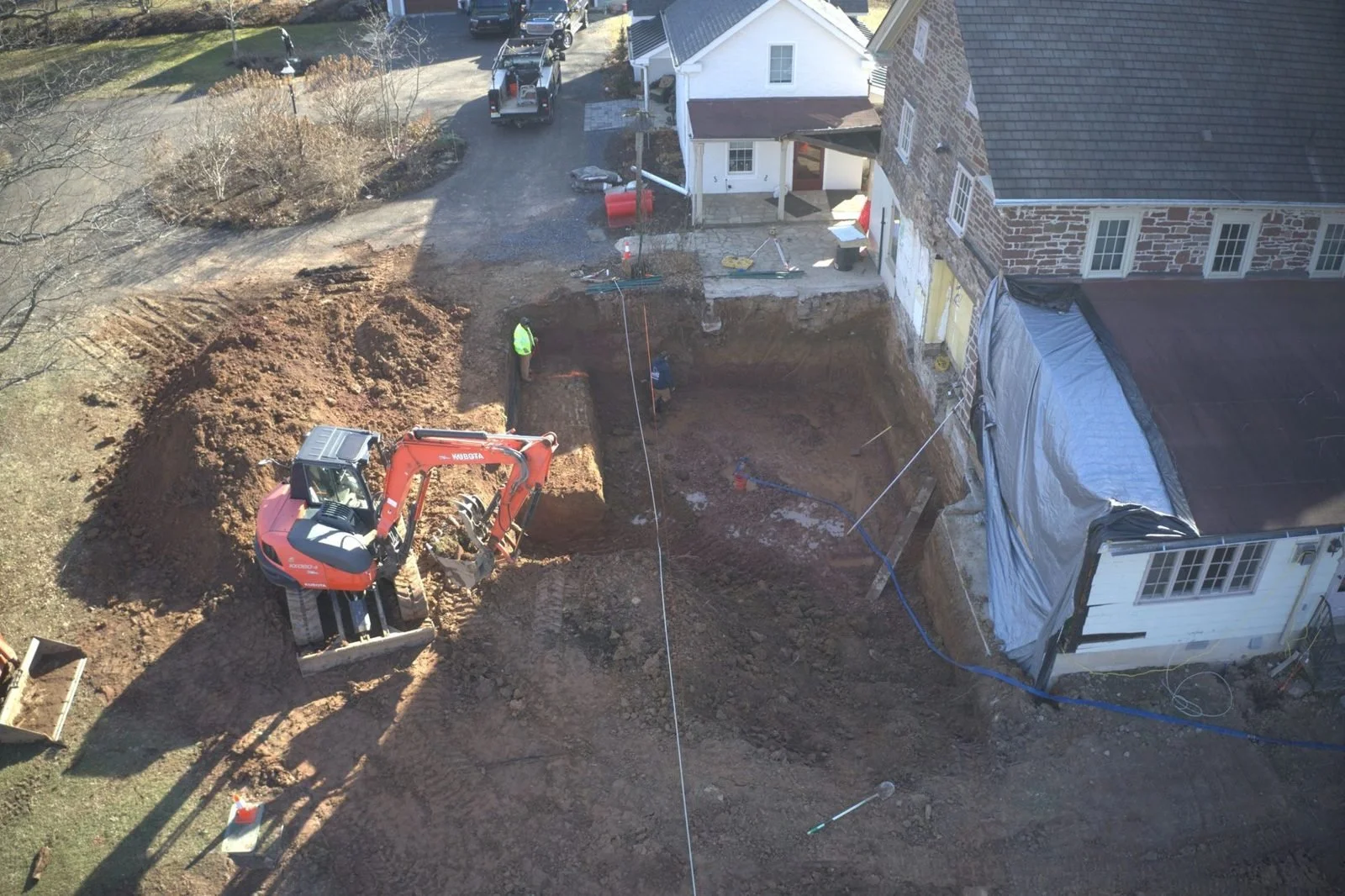 Excavation for a farmhouse addition in Upper Bucks County