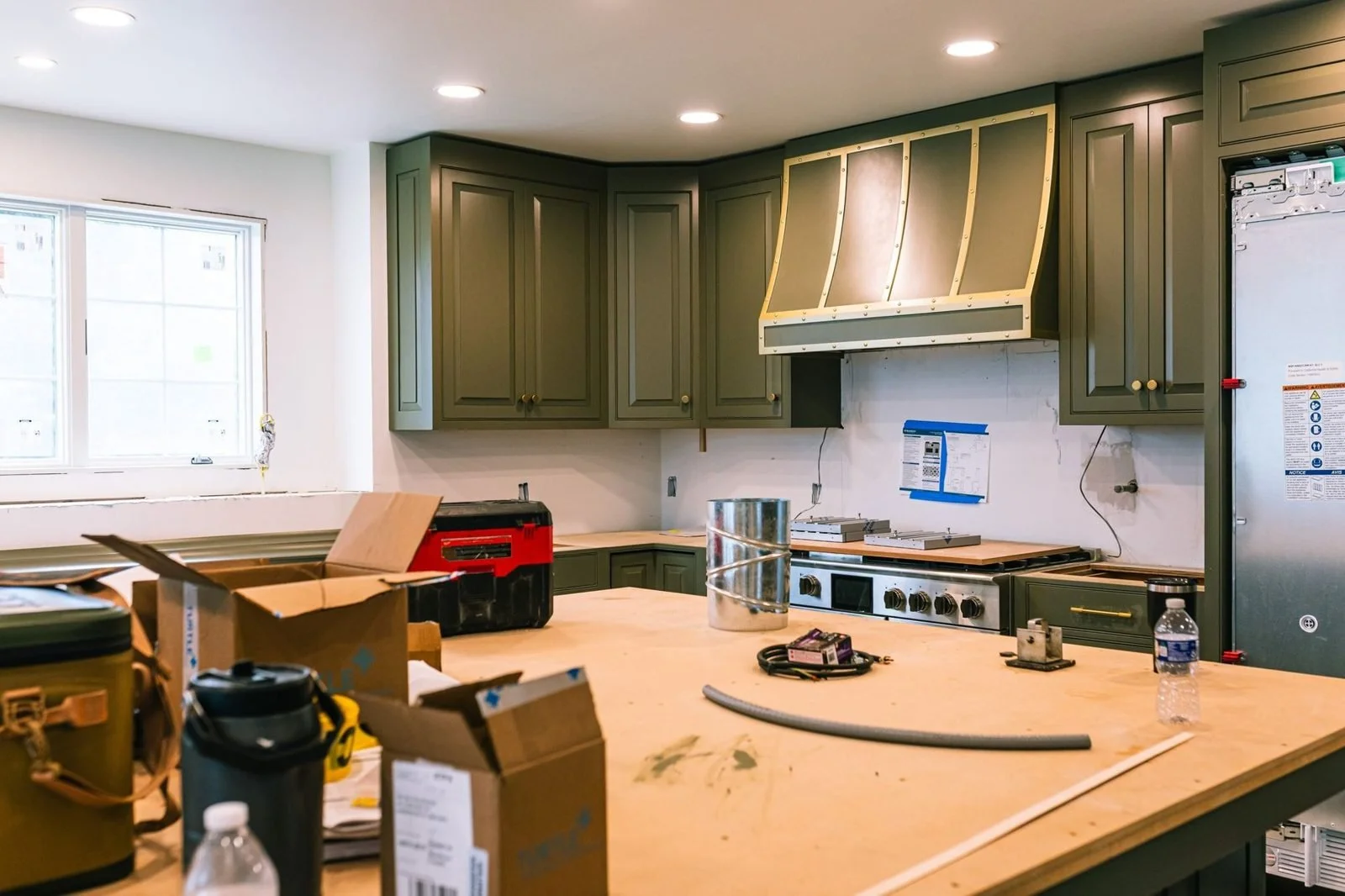 Custom inset kitchen cabinets in a Bucks County farmhouse addition