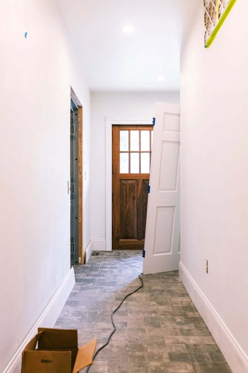 Finished hallway in a Bucks County farmhouse addition