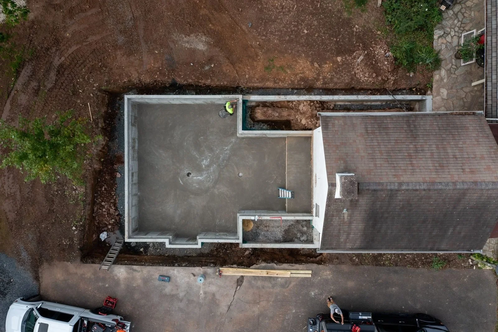 Finished concrete slab for a cottage addition in Bucks County
