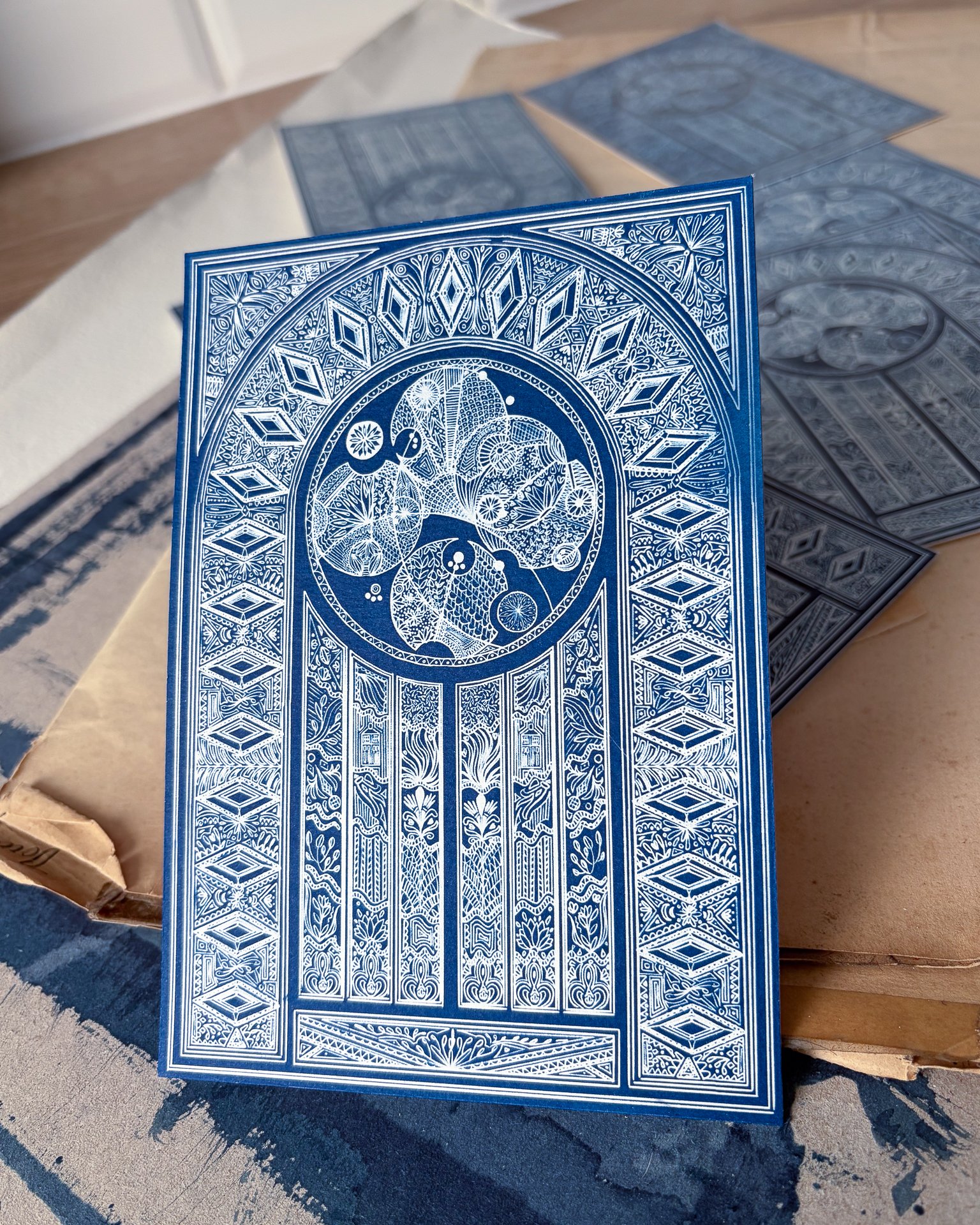 Mini Tirage Cyanotype : Vitrail du temps