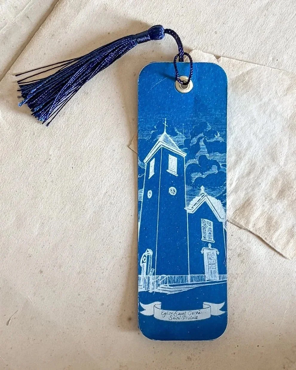 Marque-page Cyanotype -Eglise Saint Gervais - Saint Protais
