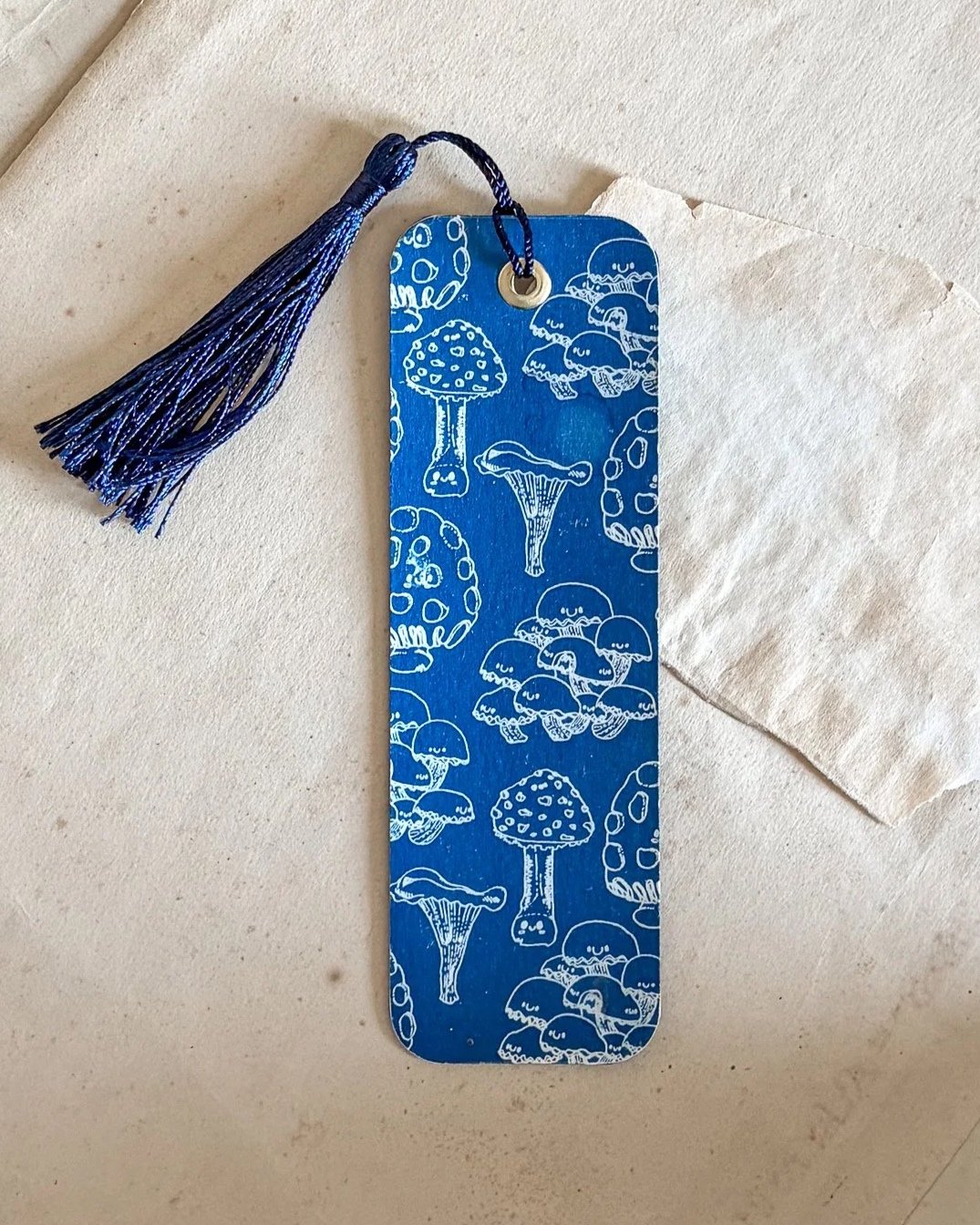 Marque-page Cyanotype - Champignons mignons
