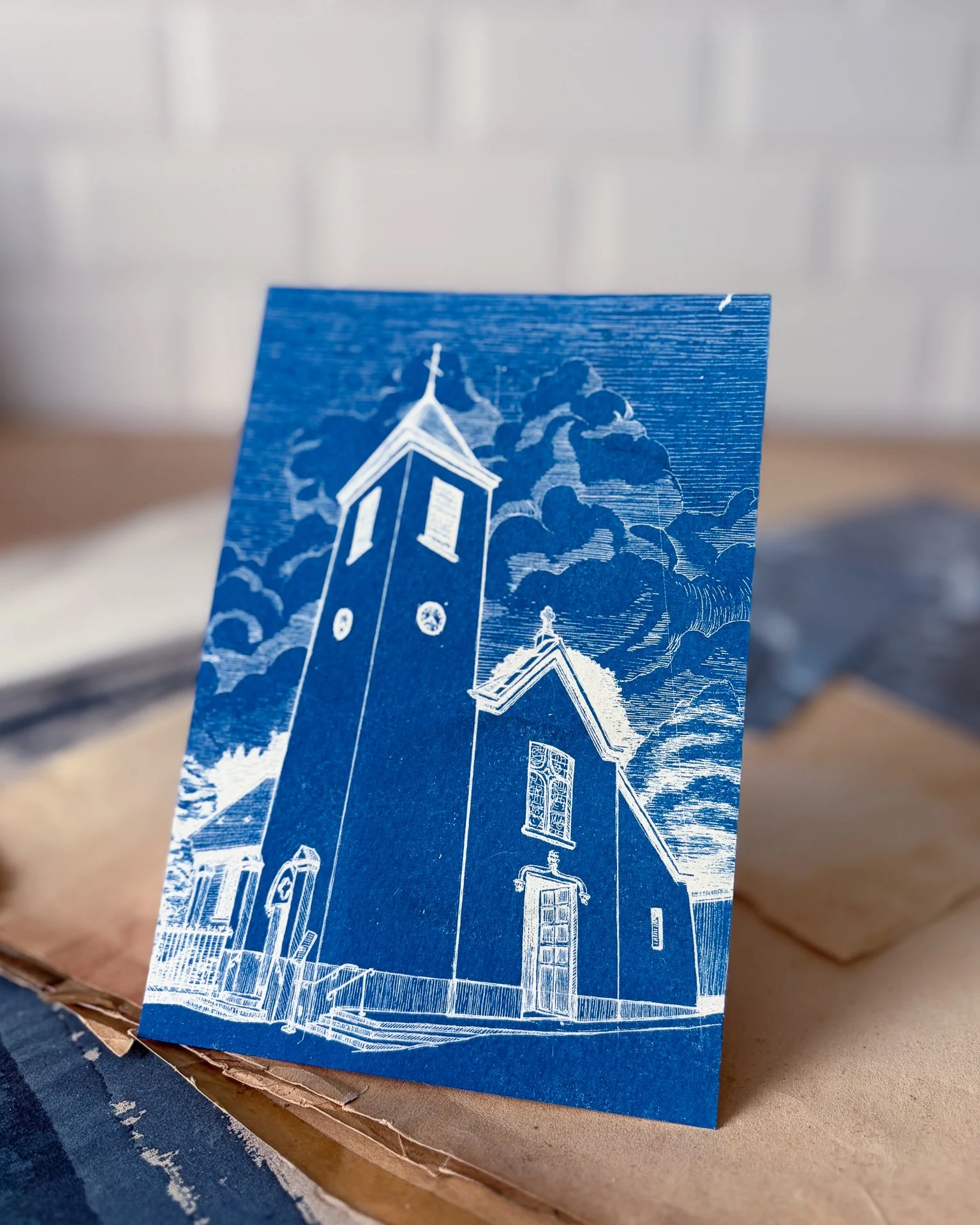Mini Tirage Cyanotype : Eglise Saint Gervais - Saint Protais