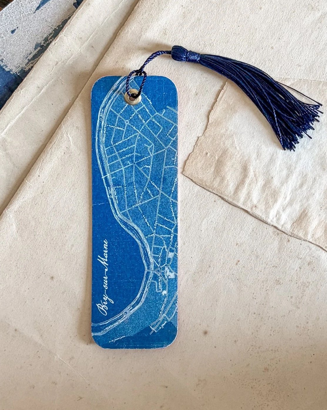 Marque-page Cyanotype - Plan de Bry-sur-Marne