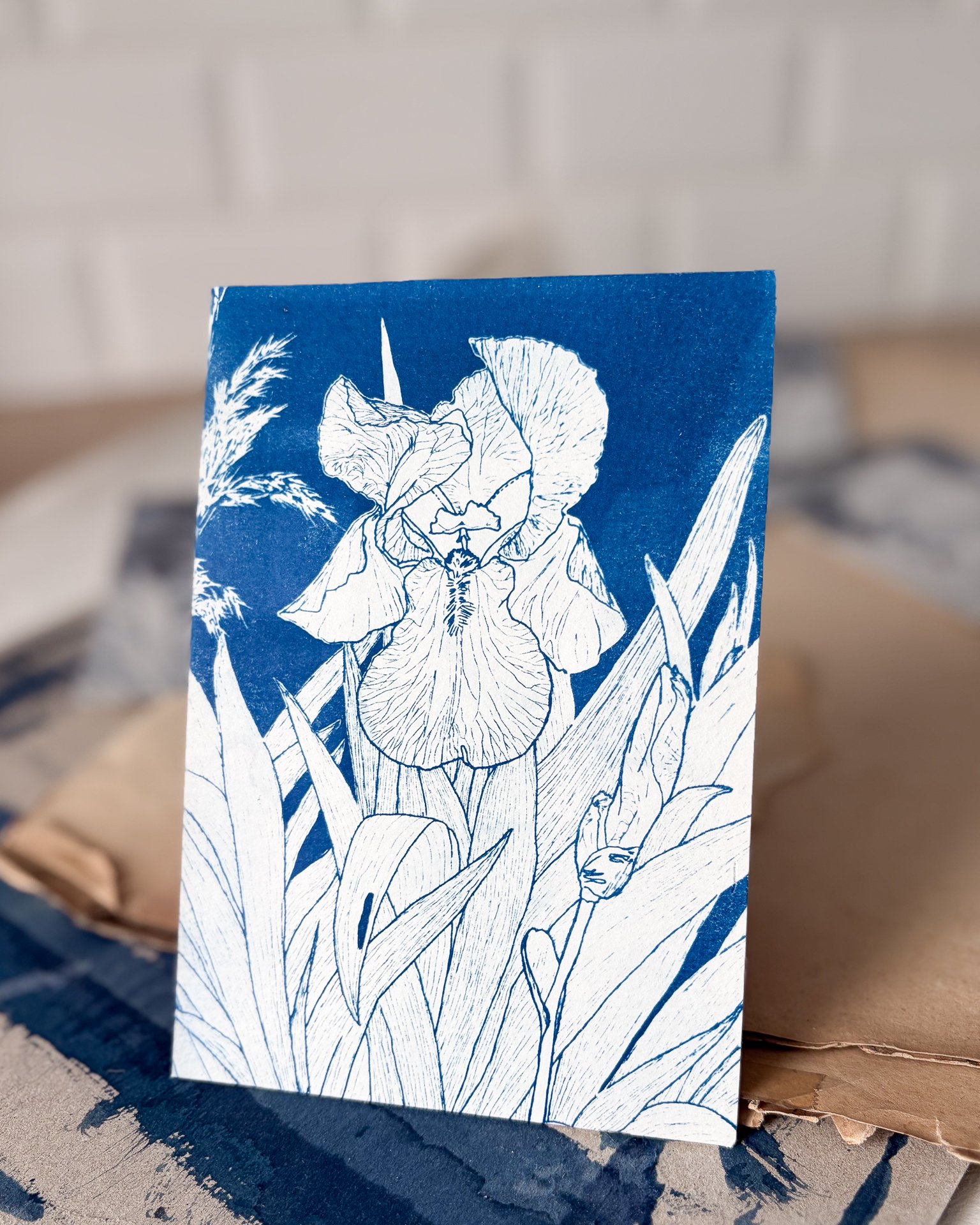 Mini Tirage Cyanotype : Iris des Marais
