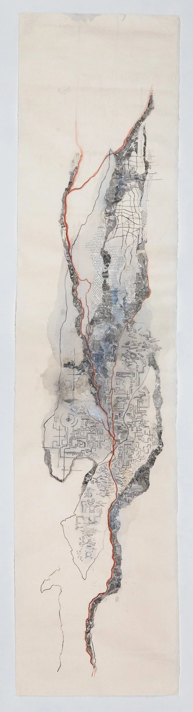Untitled, Graphite and Watercolor on Paper, 55x13 in., 2025