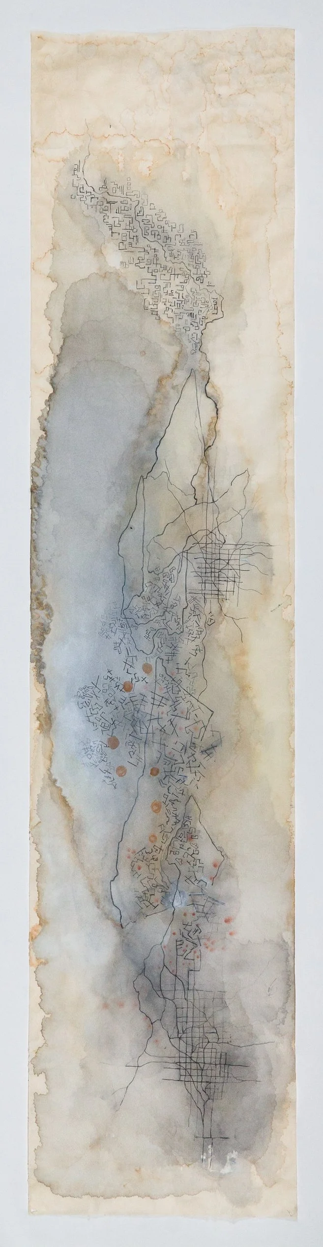 Untitled, Graphite and Watercolor on Paper, 54 x 12 in, 2025