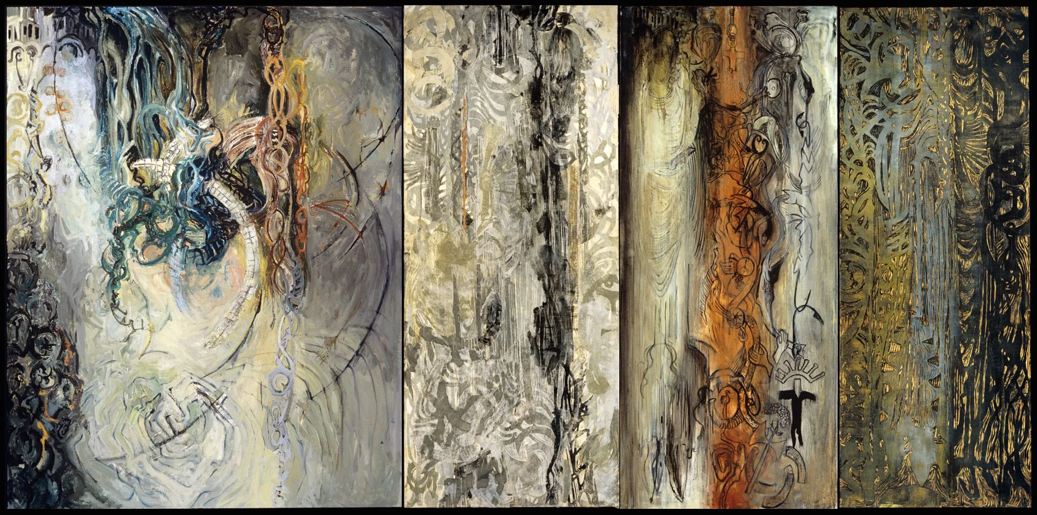 Tongue & Trees, mixed media, 84 x 174 in., 1998