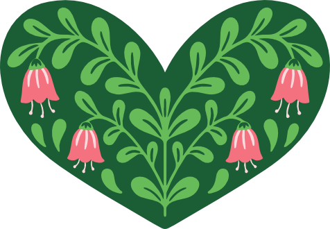 Green heart with floral pattern