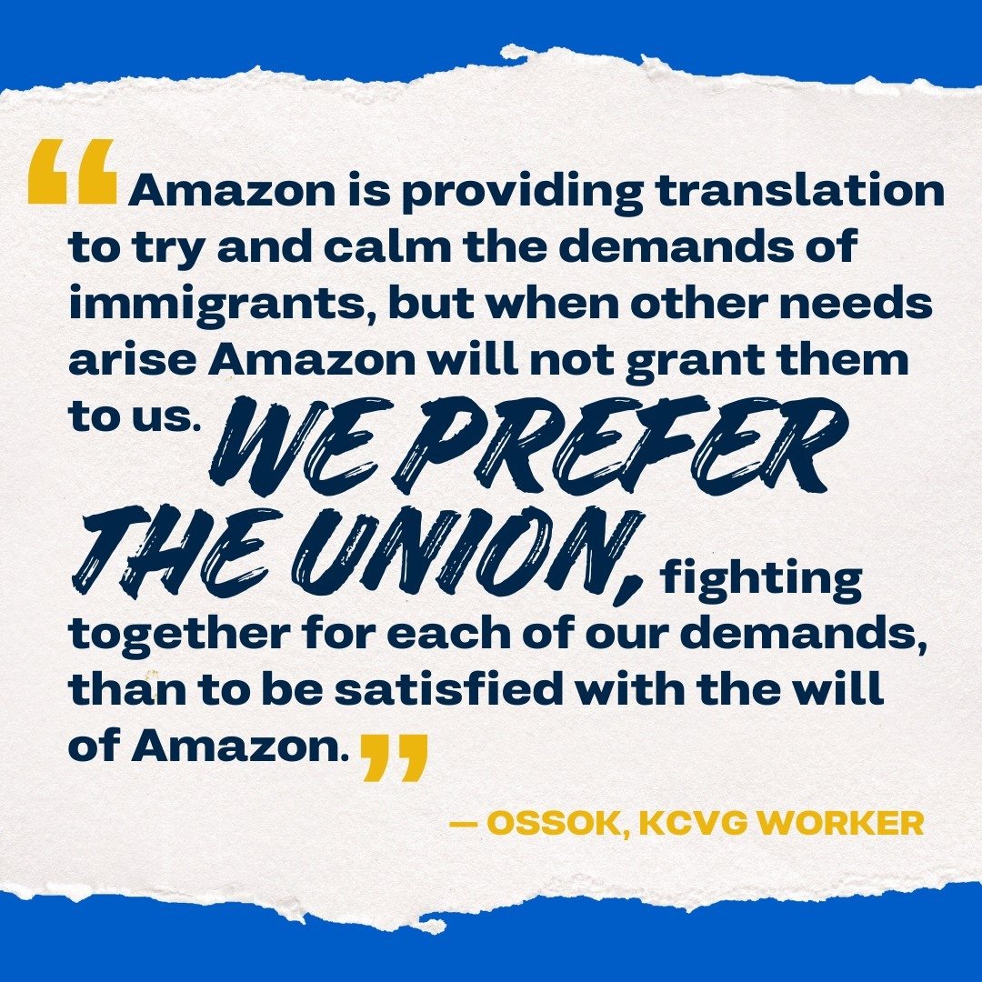 🚨 BREAKING UNION VICTORY: Amazon is now providing a translation app at KCVG, after we marched on the boss &amp; gathered over 1,000 petition signatures demanding translation for all languages!

This is one example of what our union can win. What els