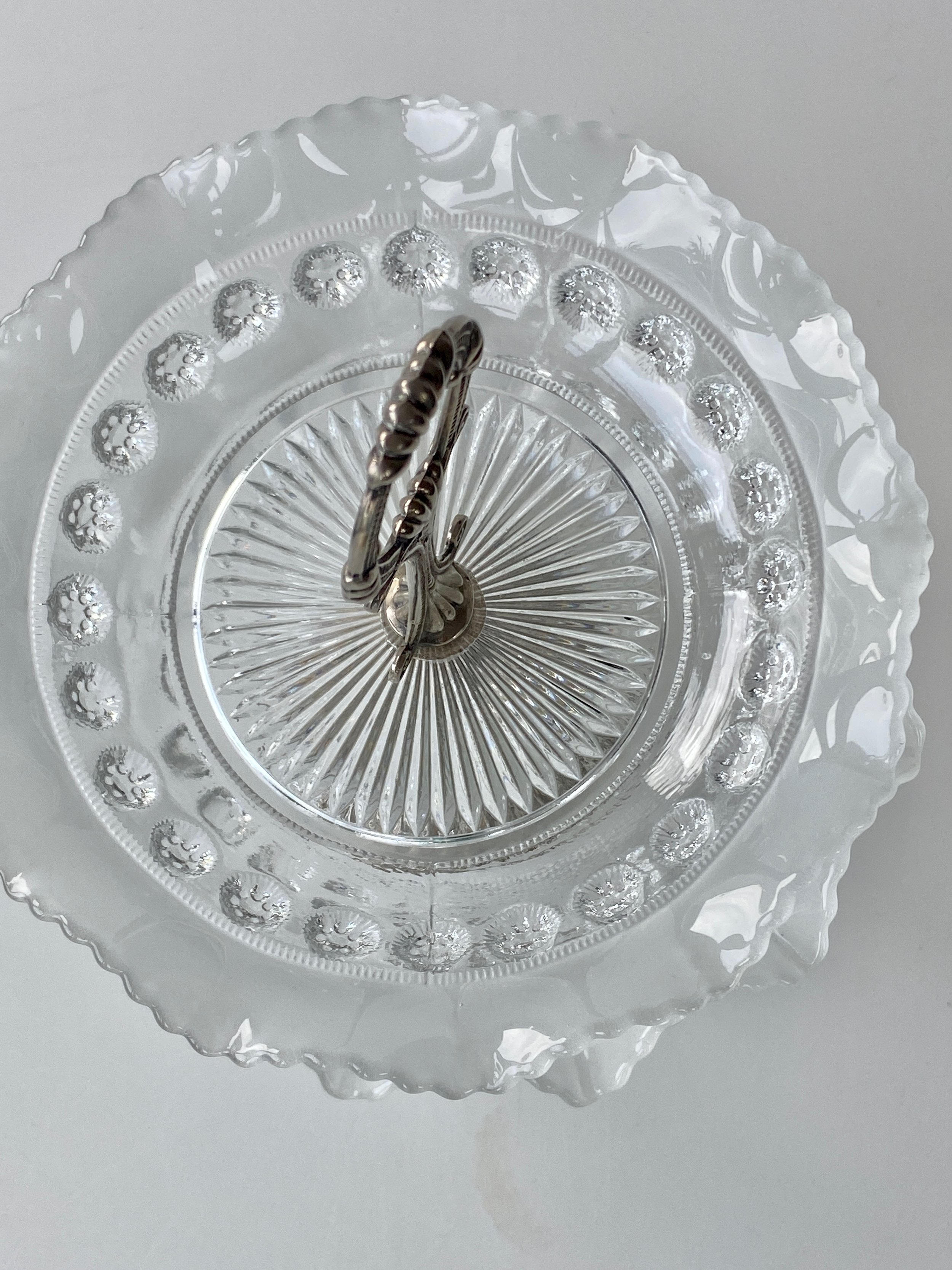 0025 • Tiered Bagley Katherine Frosted Pressed Glass Tiered Server w-dolphin & handle (3).jpeg