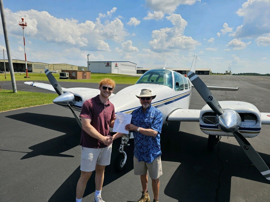 Big congratulations to Elijah Knudson on passing the Multi-Engine Commercial add-on! 🎉🛩️ You aced it in the beautiful Baron N7501S. Well done, Elijah - onward and upward!⁠
⁠
👨&zwj;✈️✈️ Fly with us @pressleyaviationflightschool &amp; follow for mor