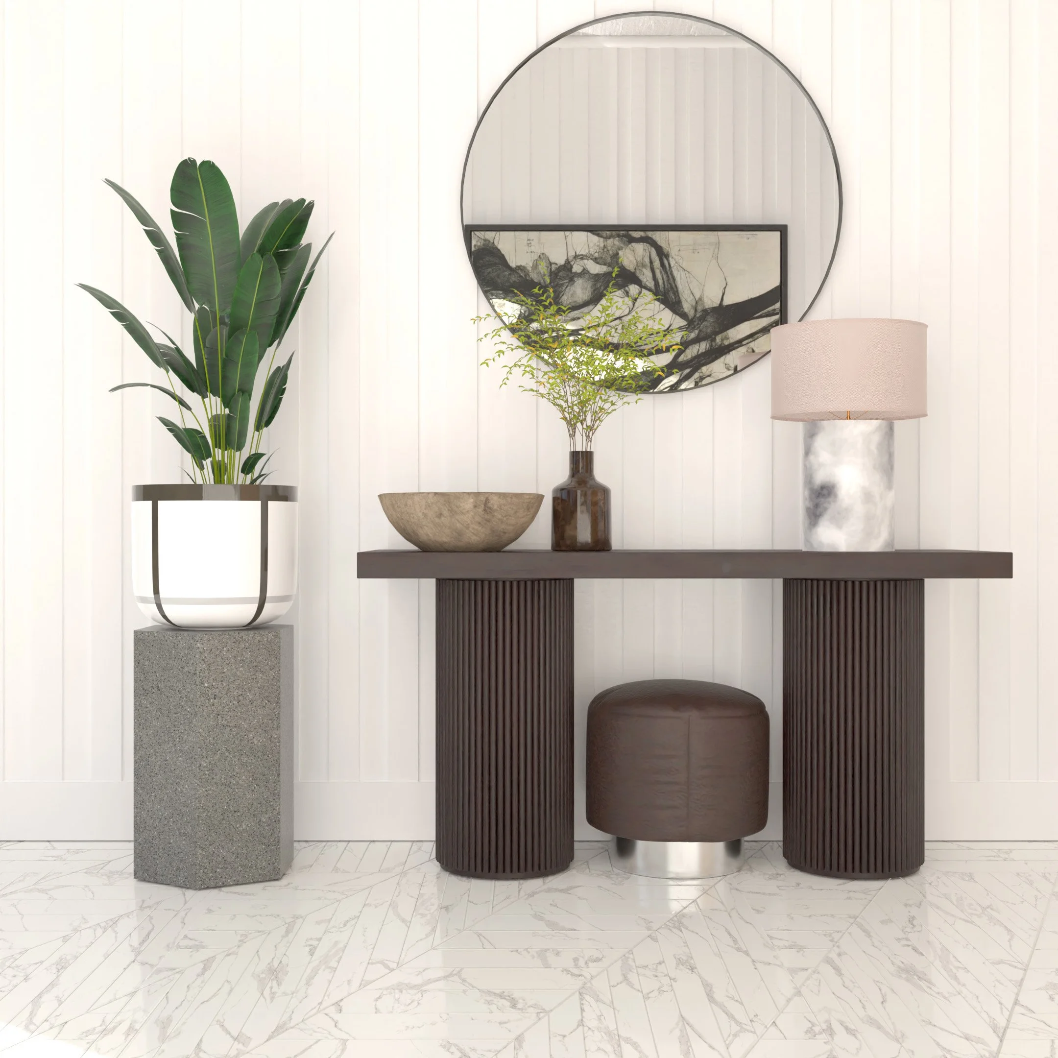 Plant Pot Contemporary Geometric Style 14 Inch