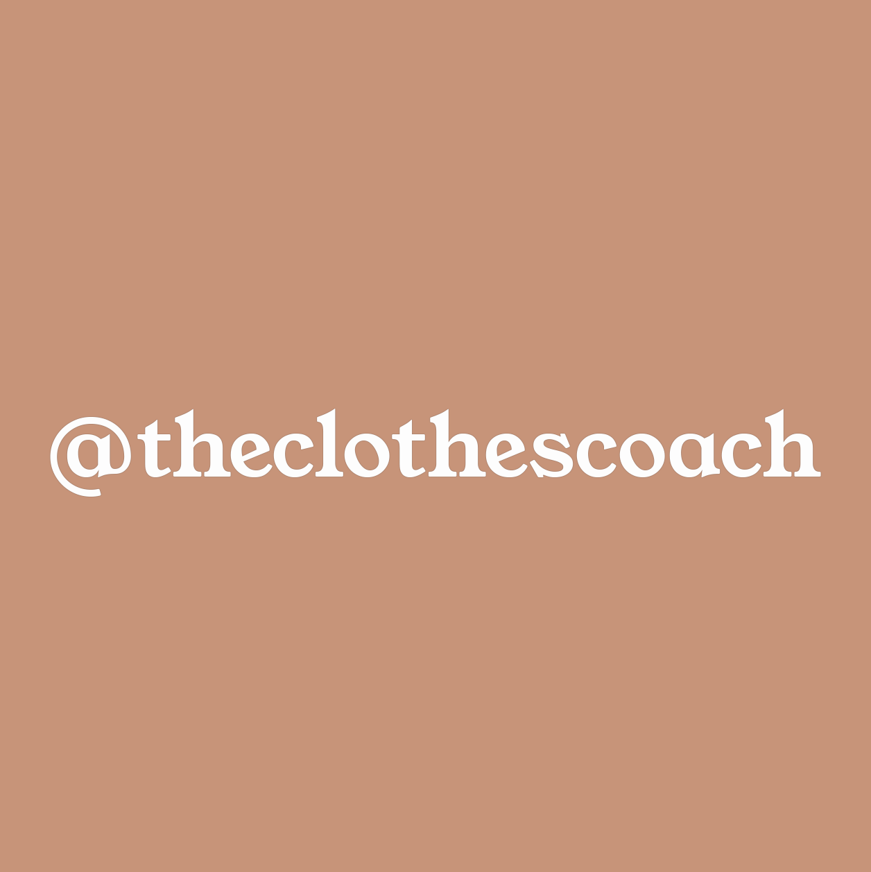 Instagram post with light brown background and white text displaying the handle '@theclothescoach'