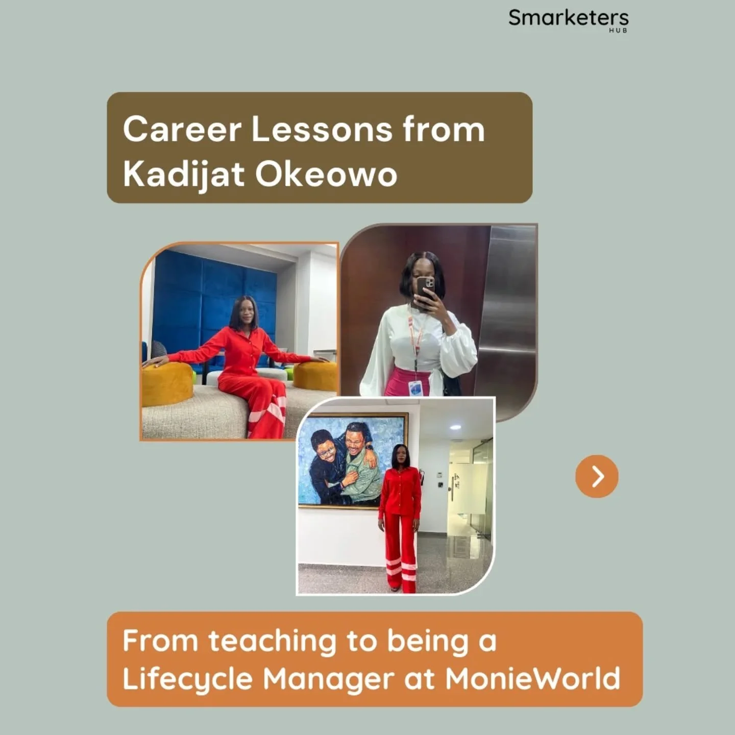 Career Lessons from Kadijat Okeowo, CRM &amp; Lifecycle Manager at Monieworld.

Every pivot tells a story, Kadijat's journey from teaching in classrooms to being a fintech strategist is one filled with valuable lessons.

Here are a few lessons from h