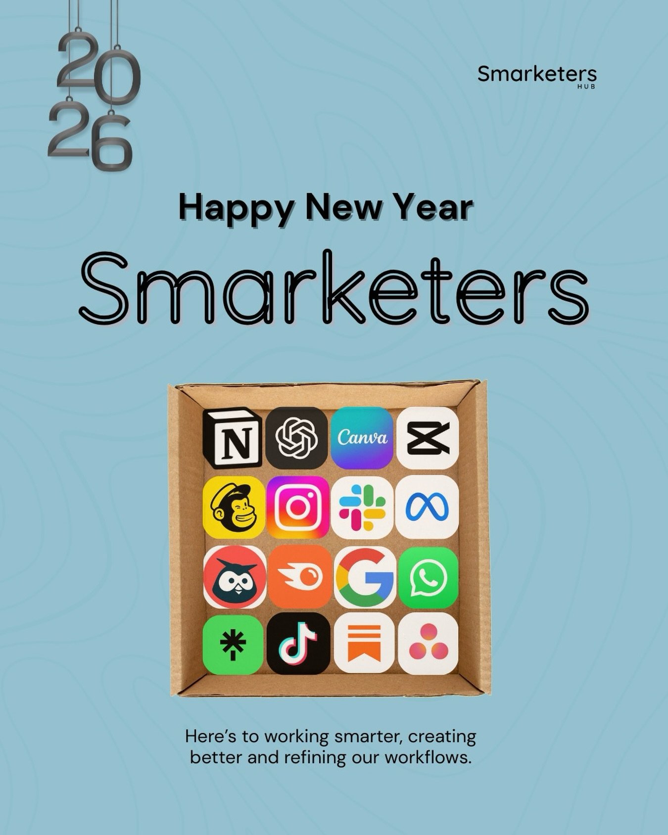 Happy New Year Smarketers! 

It&rsquo;s few days into the new year and we are excited for the amazing opportunities and projects we get to do this year. 

Here are some tools we&rsquo;re loving right now: Notion, ChatGPT, Canva, CapCut, Mailchimp, In