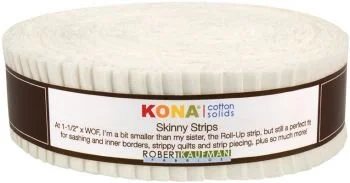 Robert Kaufman KONA Cotton Skinny Strips 1.5" Wide - Snow