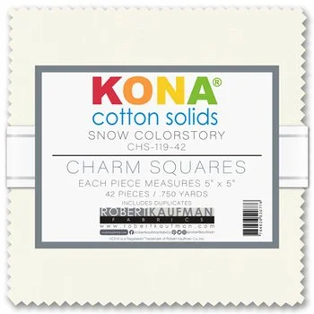 Robert Kaufman Kona Cotton 5"x5" Charm Pack - Snow