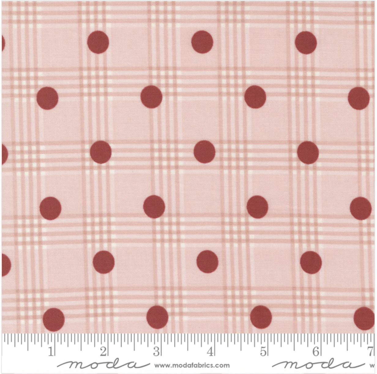 Moda Fabrics Isabella Wovens Polka Dot Check - Pink