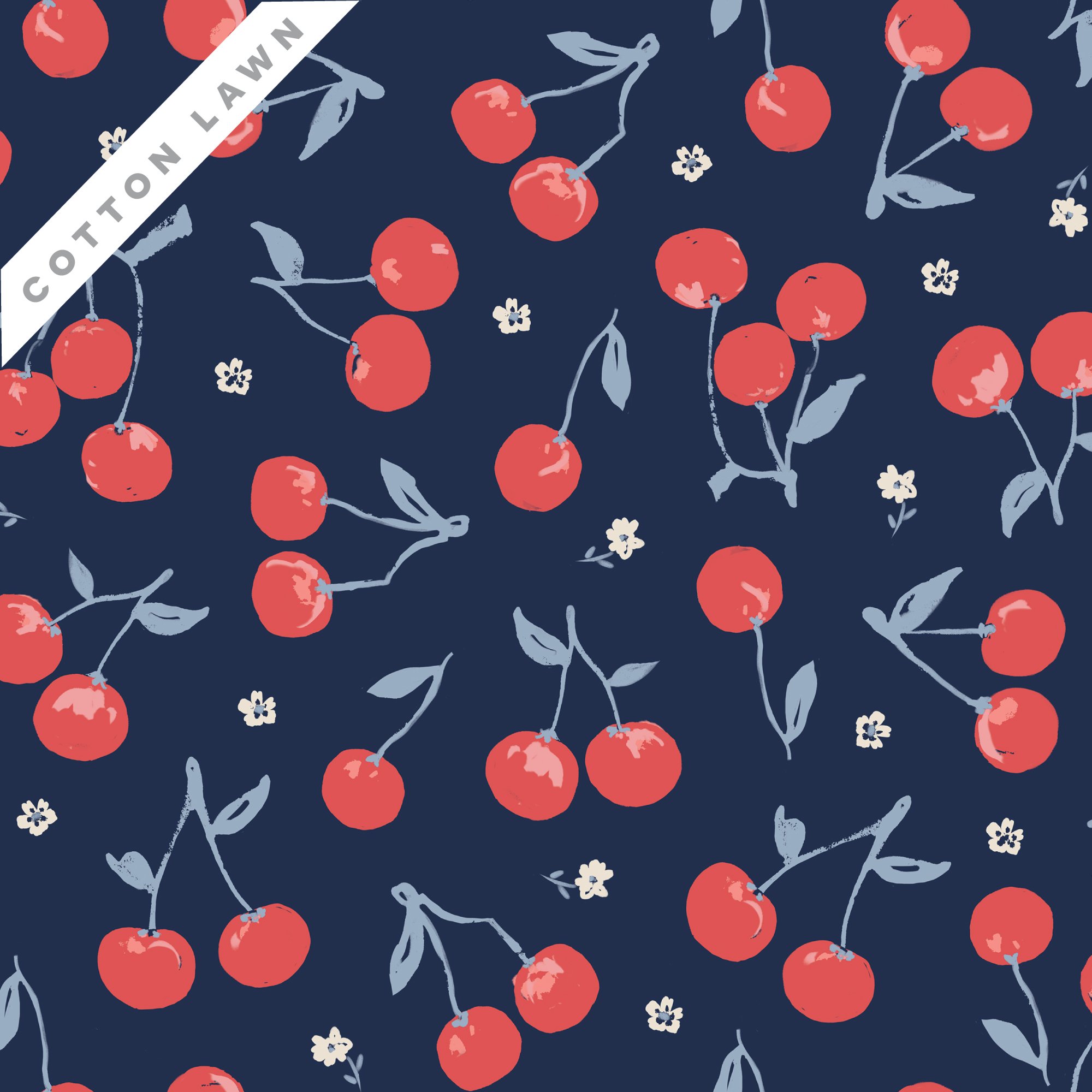 Cloud 9 Jubilant Lawn- Cherries - Navy