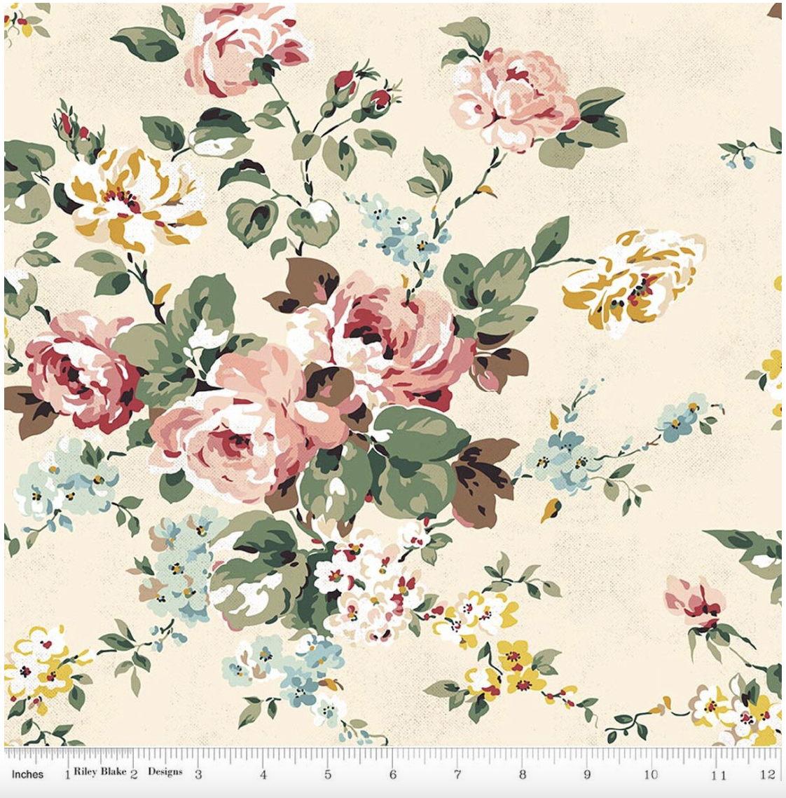 Riley Blake Rose and Violet's Bouquet Des Fleurs - Main Cream